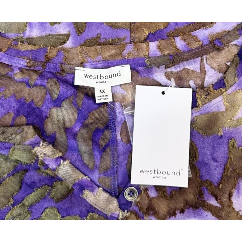 Westbound Plus Size Notch Collar Printed 3/4 Sleeve Blouse. Size 3X - Picture 7 of 7